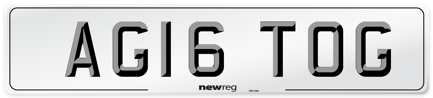 AG16 TOG Number Plate from New Reg